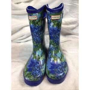 Hunter X Target Rubber Rain Gardening Boots Sz 5 Waterproof Blue Green